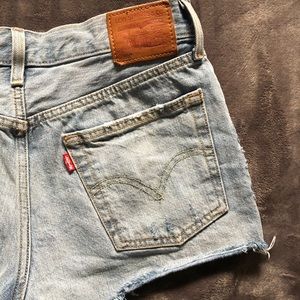 Levi’s Light Denim Distressed Shorts